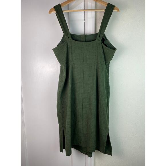 Madewell Texture & Thread Women's L Green Button Up Sundress - Picture 3 of 6